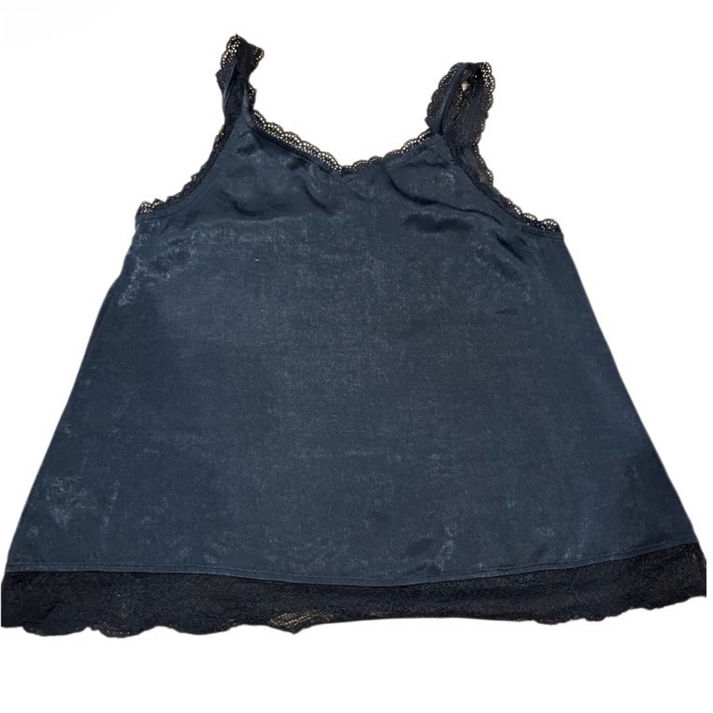 Mystree Lace Trimmed Navy Tank Top